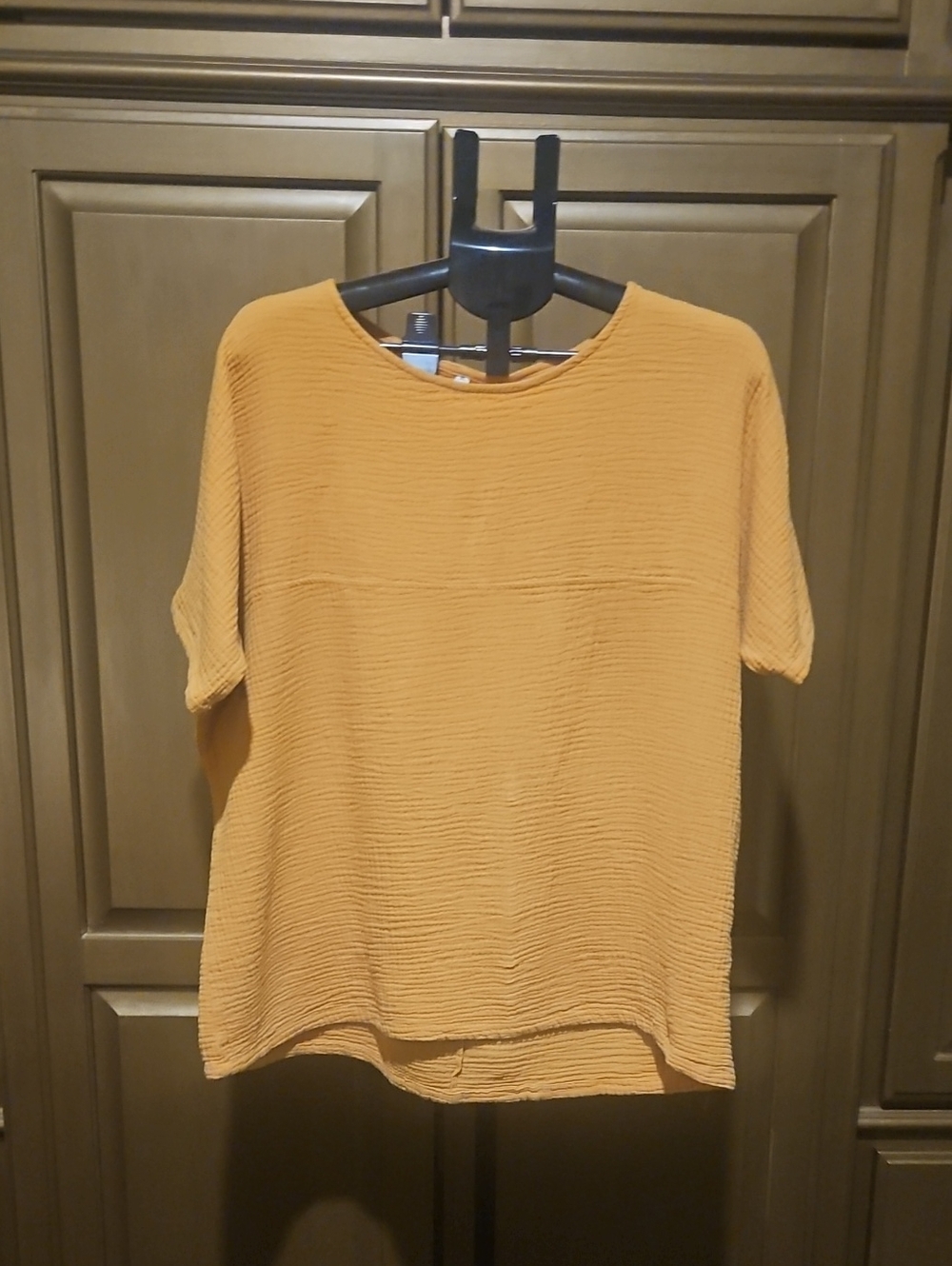 Women's Textured Short-Sleeve Top - Mustard